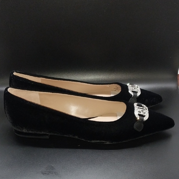 Lauren Ralph Lauren Black Velvet Flats with Silver Accent - Picture 3 of 6